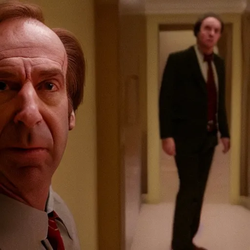 Image similar to A still of Saul Goodman in The Shining