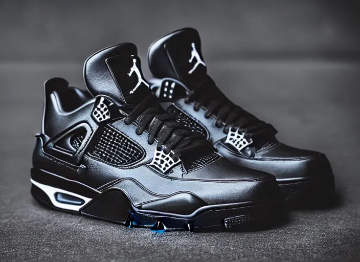 product still of Black Panther signature Jordan 4s, | Stable Diffusion ...