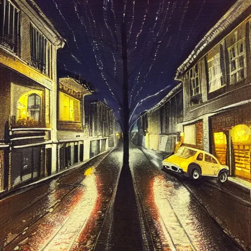 Image similar to a city street at night