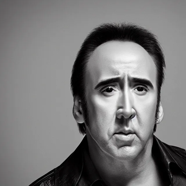 Image similar to nicolas cage headshot photo portrait headshot even lighting