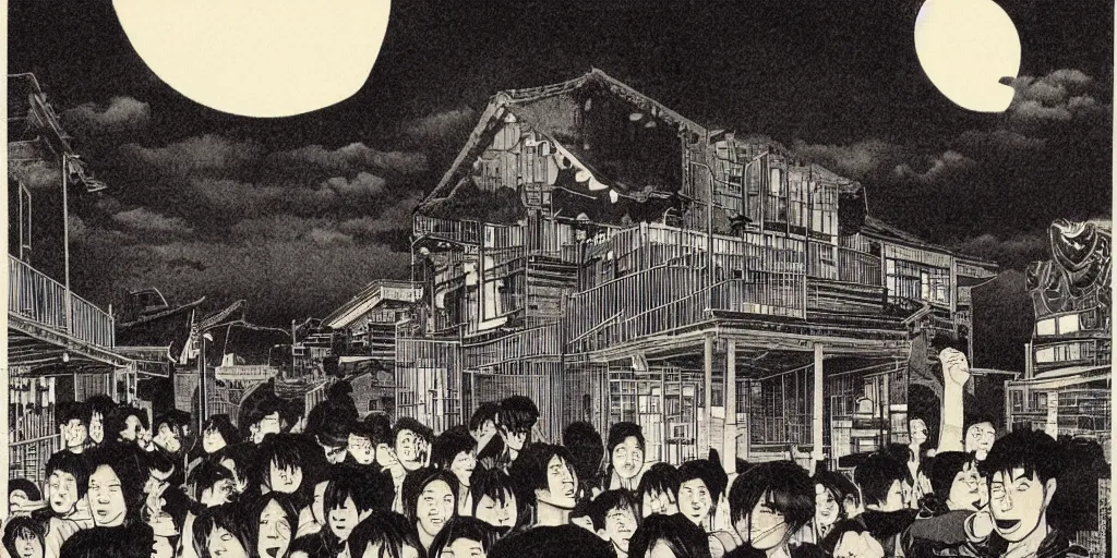 Image similar to korean highschool at night by richard corben