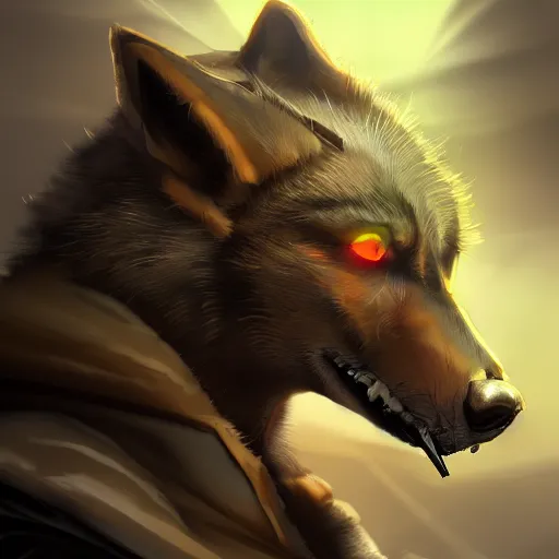 Image similar to A Wolf Scoundrel, Furry, Cyberpunk, digital art, award winning, artstation, masterpiece, very detailed,