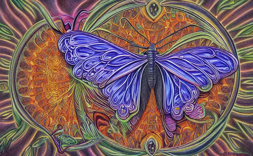 Prompt: a Photorealistic dramatic hyperrealistic butterfly by Alex Grey