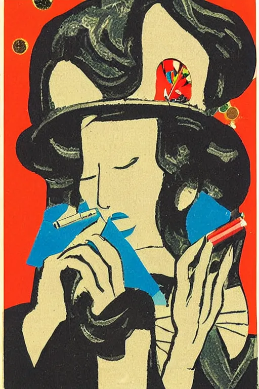 Image similar to design for a vintage cigarette pack by tadanori yokoo