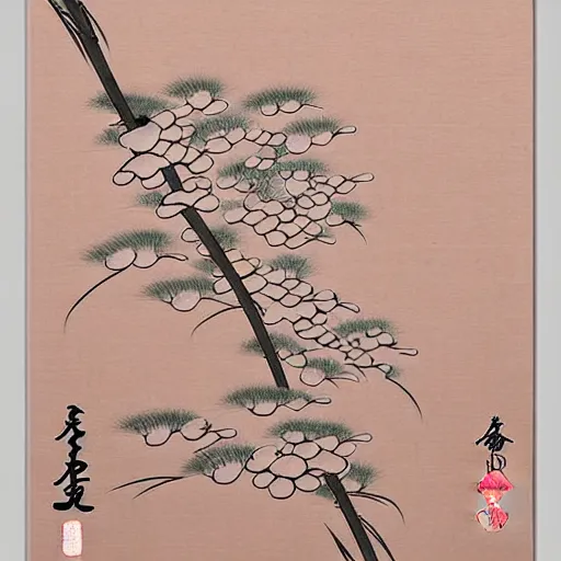 Image similar to generative, detailed, Japanese traditional art elements, muted pastel colors,