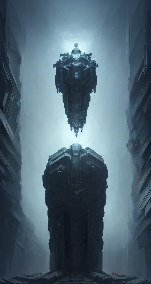 Image similar to professional concept art of a symmetrical! abstract fractal ominous floating robotic terrifying giant thing in a dark room by artgerm and greg rutkowski. an intricate, elegant, highly detailed digital painting, concept art, smooth, sharp centred focus, illustration, in the style of cam sykes, wayne barlowe, igor kieryluk.