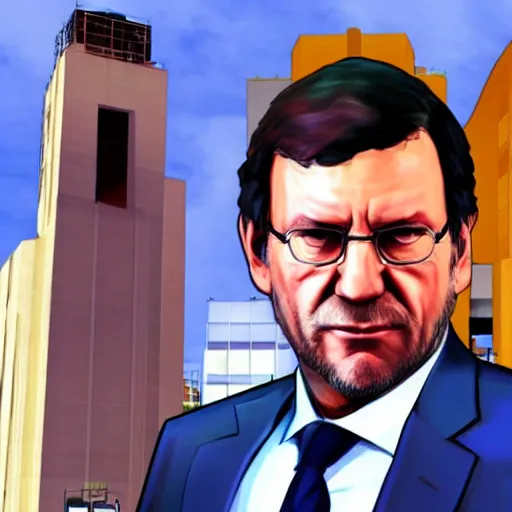 Image similar to mariano rajoy, gta v loading screen art,