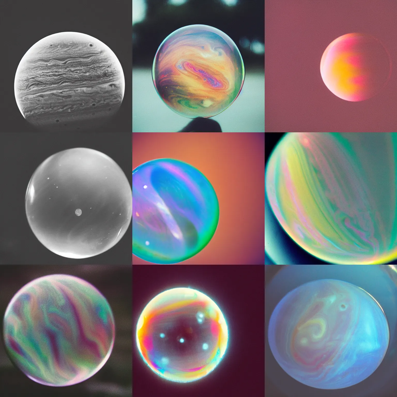 Prompt: soap bubble looking like jupiter, 3 5 mm photography