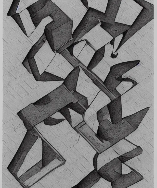 Image similar to my fursuit is an mc escher drawing, i however personally am an impossible object