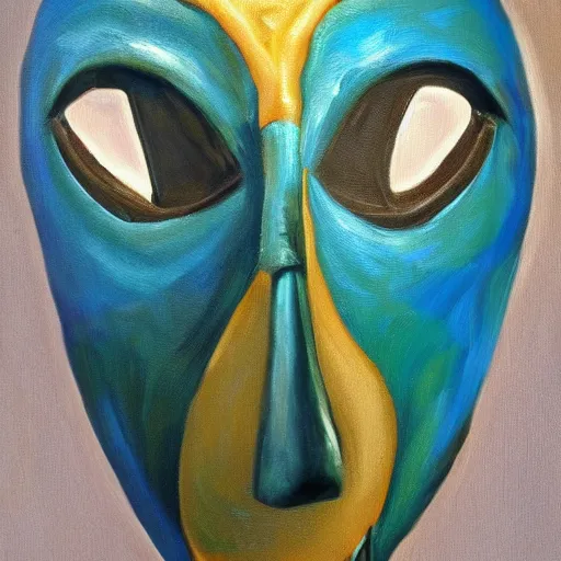 Prompt: oil painting of an old creepy bird mask