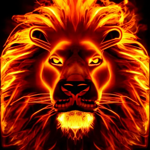 Image similar to fire lion, flaming, unreal engine