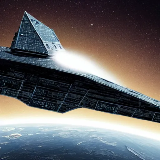 Prompt: patent for interstellar star destroyer, Sci fi, technological.