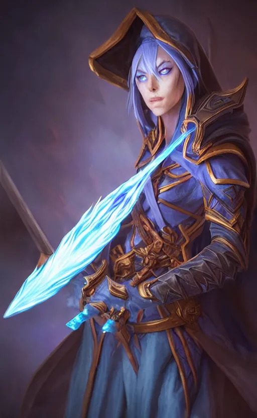 Image similar to legendary dark elf wizard with blue flame staff, highly detailed, d & d, fantasy, highly detailed, digital painting, trending on artstation, concept art, sharp focus, illustration, global illumination, ray tracing, realistic shaded, art by artgerm and greg rutkowski and fuji choko and viktoria gavrilenko and hoang lap