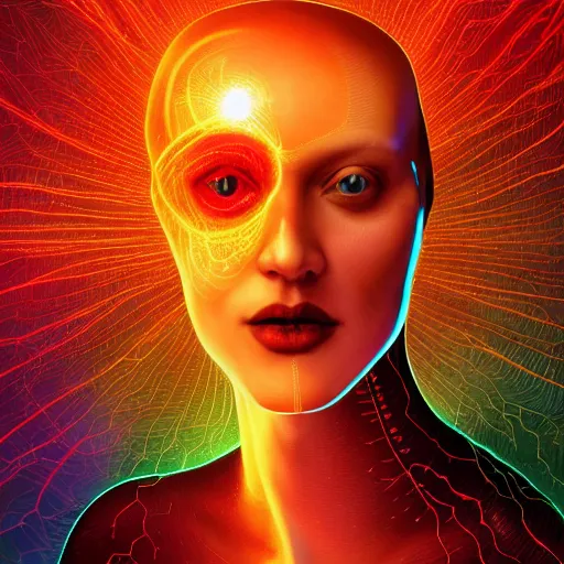 Image similar to I've discovered life, scientist, ecstatic, infinite power, manic, perfect eyes, full body shot, chemical structures, atoms, molecules, portrait, energized face, noble, transformation, vivid colors, elegant, concept art, sharp focus, digital art, Hyper-realistic, 4K, Unreal Engine, Highly Detailed, HD, Dramatic Lighting by Brom, trending on Artstation