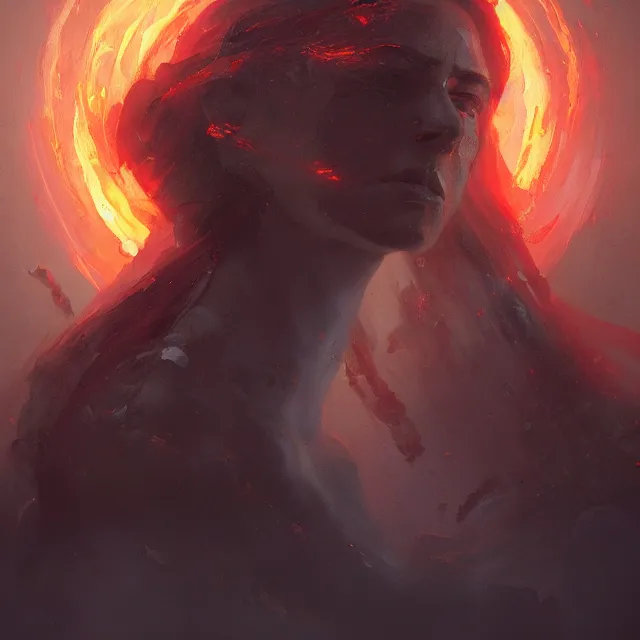 Prompt: a painting of the goddess of magma by greg rutkowski, dark fantasy art, high detail, trending on artstation