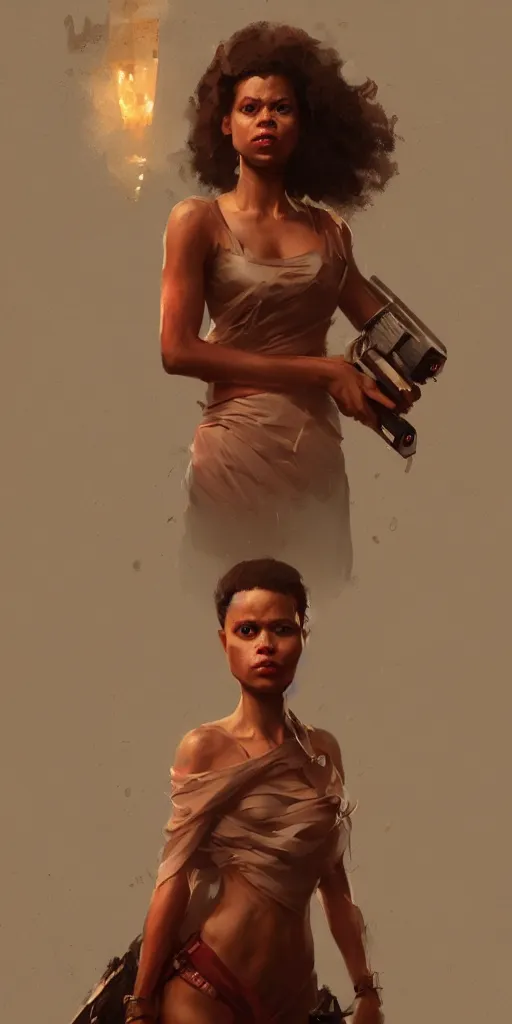 Image similar to gugu mbatha - raw, greg rutkowski, darek zabrocki, marcin rubinkowski, lorenzo lanfranconi, oleg zherebin, karlkka, trending on artstation