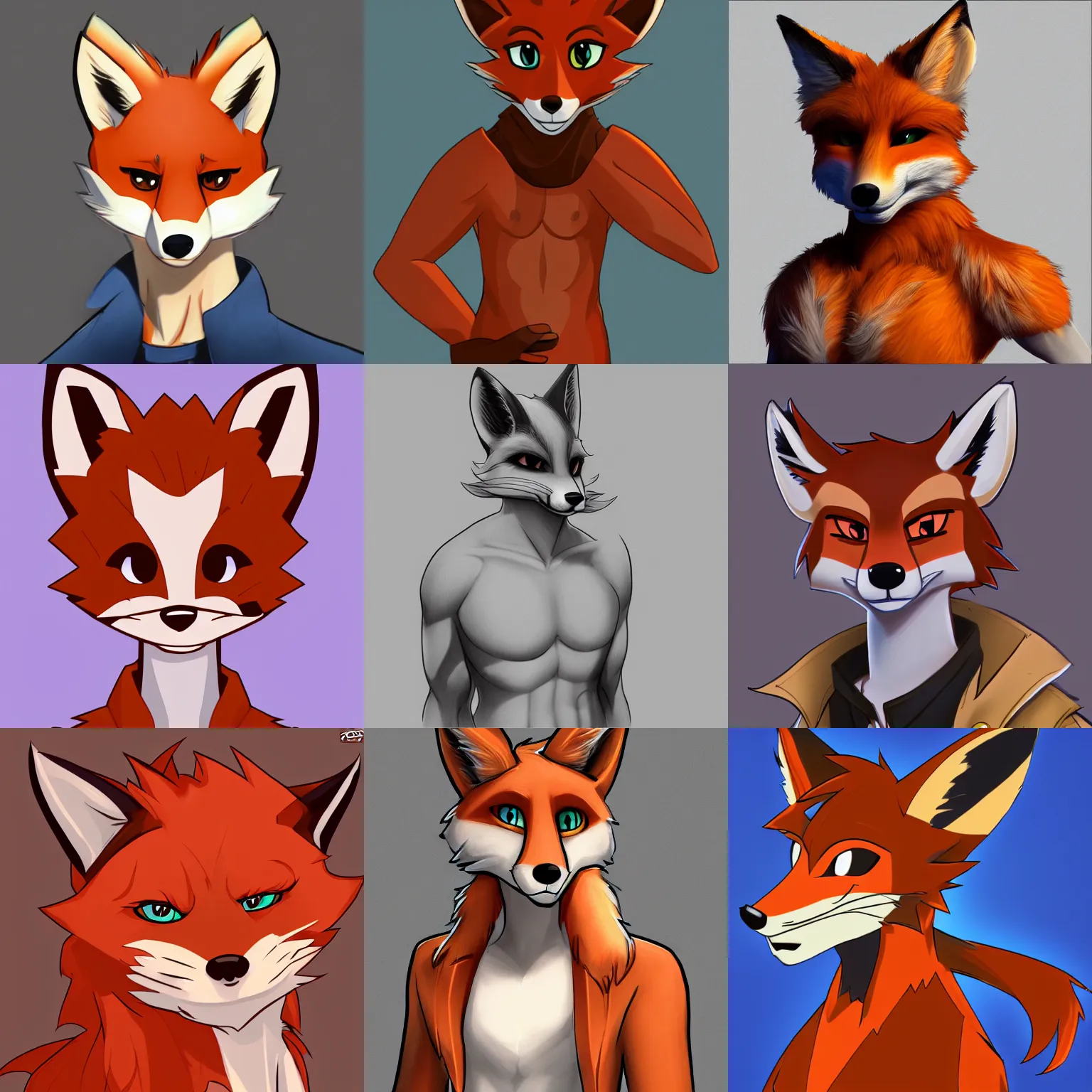 Prompt: extremely detailed FurAffinity art of a handsome cute cartoon male anthro fox character with styled hair, 4k, trending on FurAffinity