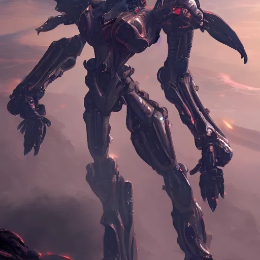 Image similar to epic cinematic shot of a hot anthropomorphic robot mecha female dragon the size of a goddess, walking on the planet, detailed warframe fanart