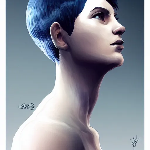 Prompt: A beautiful woman with blue short bob hair with bangs holding a grey and white cat, full body by Cedric Peyravernay, highly detailed, excellent composition, dramatic lighting, trending on ArtStation