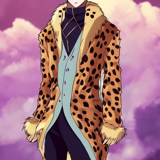 prompthunt: modern anime portrait an anthro male cheetah furry fursona in  an elegant outfit, handsome anime eyes, key anime visuals with anime  environmental background