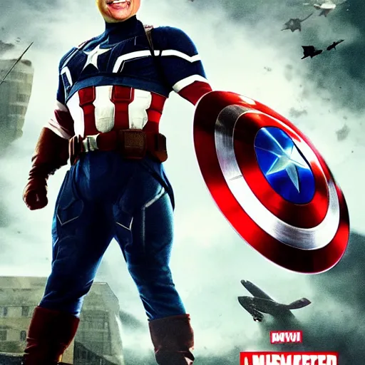 Image similar to movie poster of Danny Devito as Captain America in the Avengers