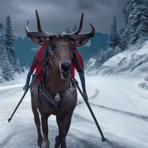 Prompt: Photorealistic Hannibal crossing of the Alps