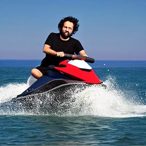 Prompt: “ dan bejar riding a jetski ”