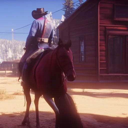 Prompt: Film still of Neon from Valorant, in Red Dead Redemption 2 (2018 video game)