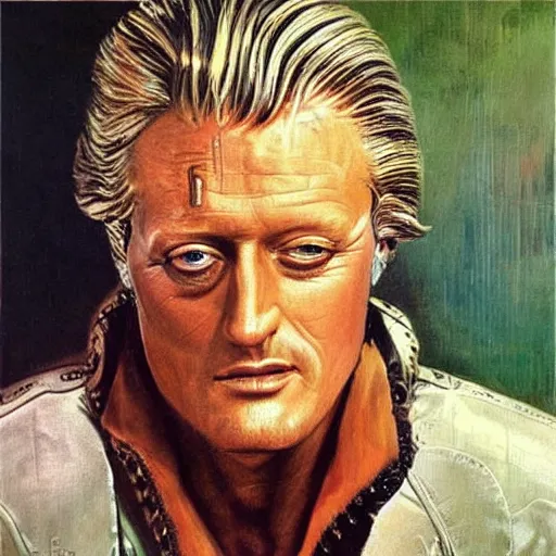 Image similar to portrait of rutger hauer, painting by salvador dali, concept art, masterpiece