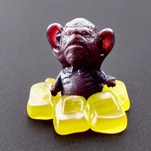 Image similar to photo of Haribo Gummy Gollum as a gummy