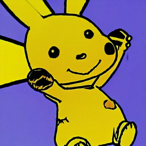 Prompt: charlie brown as pikachu artwork by affandi