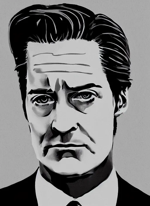 Image similar to portrait of kyle maclachlan as dale cooper by vincent topazio