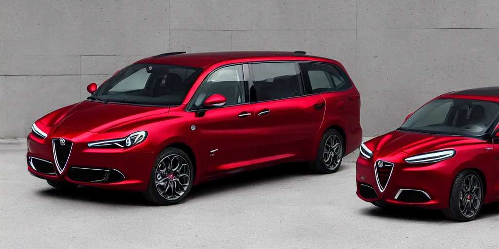 Image similar to 2022 Alfa Romeo Minivan, red