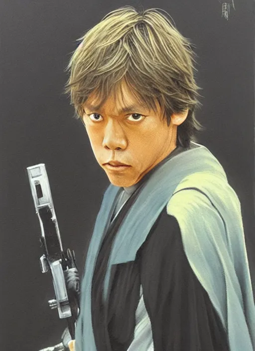 Image similar to painting by tsuyoshi nagano of luke skywalker