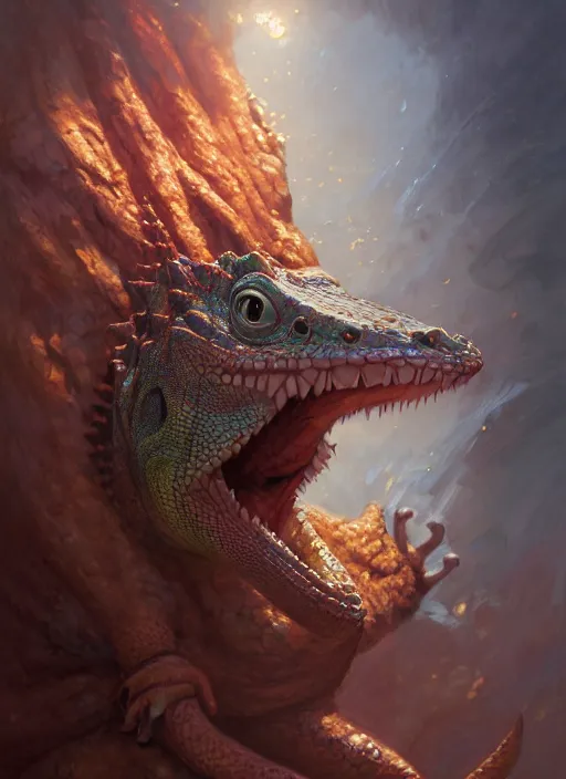 Image similar to happy lizard with kimono, subsurface scattering, by jesper ejsing, justin gerard, tomasz alen kopera, cgsociety and fenghua zhong, highly detailed, rim light, cinematic lighting, illustration, art, octane render, very coherent, cinematic, hyper realism, high detail, octane render, 8 k