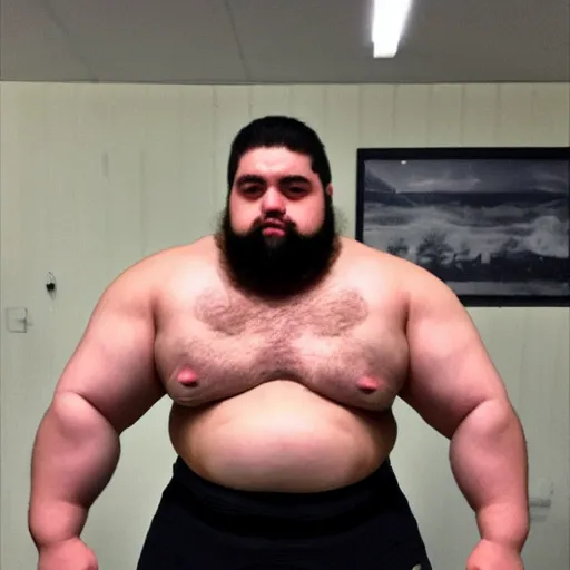 Image similar to the bloat lord kyriakos gym powerlifter fatman greek