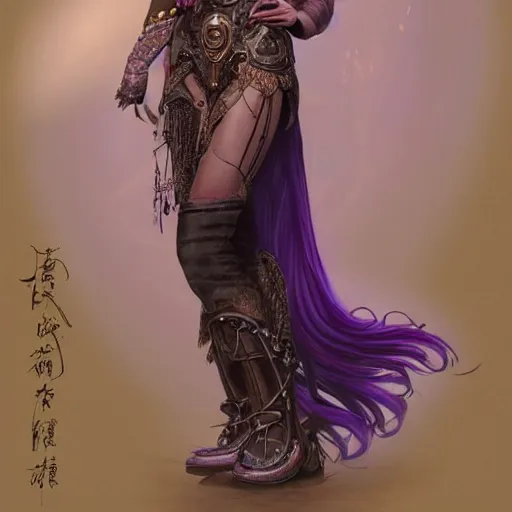 Image similar to photorealistic soft paint of absurdities and curiosities, very beautiful asian princess full long dress, ultra deep fog, purple black lustrous thin haircut, partial symmetry accurate features, focus, very intricate ultrafine details, award winning masterpiece, steampunk world, ross tran