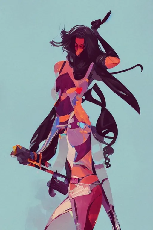 Prompt: an ultradetailed concept art of a stylish fighter from ninjala, by conrad roset, fiona staples and kinu nishimura, featured on artstation
