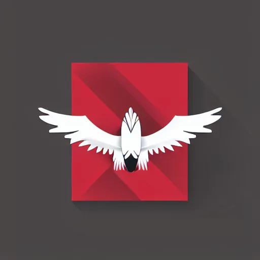 Prompt: geometric white eagle, flying above an open black book, icon, red background, vector, simple logo, cgsociety, artstation