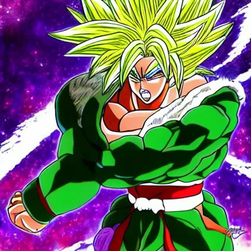 Image similar to highly detailed anime shonen art style of broly by masayoshi tanaka