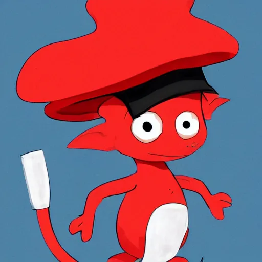 Prompt: red baby dragon wearing a chef's hat, concept art