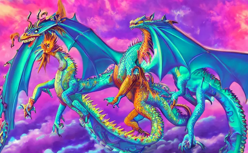 Image similar to teenage girl riding a dragon, digital art, highly detailed, smooth, lisa frank, ultra realistic, bright