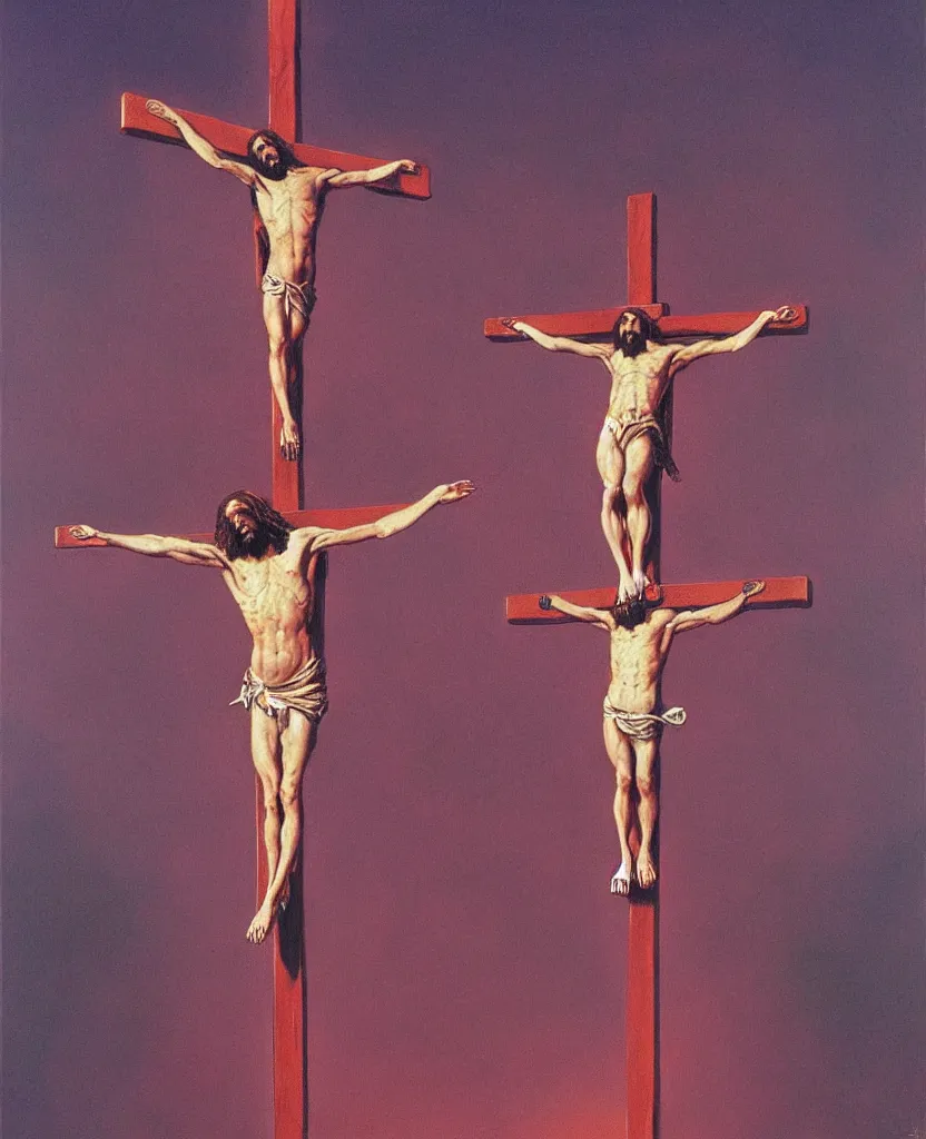 Image similar to painting of Jesus Christ on the Cross, in the style of Wayne Barlowe,