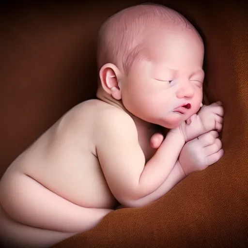 Prompt: a hyper - muscular newborn baby, highly detailed photography