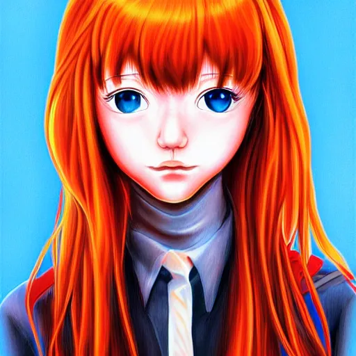 Image similar to asuka langley illustration, highly detailed, realistic, digital art