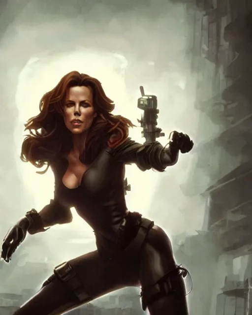 Prompt: kate beckinsale playing april o'neil. 1 9 8 0 s dystopian soviet russia, propaganda screens. unreal engine, fantasy art by jesper ejsing. faithfully depicted facial expression, perfect anatomy global illumination, radiant light, detailed and intricate environment