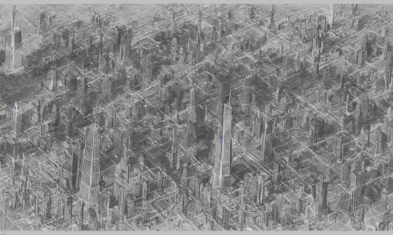 Prompt: annotated highly - detailed and intricate 4 5 degree isometric cross - section of planes hitting the twin towers of the world trade center on 9 - 1 1 + colored marker concept art style rendering + half blueprint + tetrachromacy + john berkey + vincent di fate + ralph mcquarrie + center frame : : annotations : : crane : : - 1