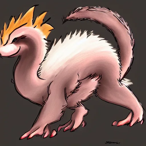 Prompt: digital painting of a skunk that was just transformed into a dragon