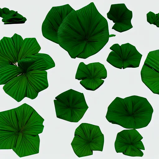 Image similar to early 3 d low polygon artifical plants on a white background