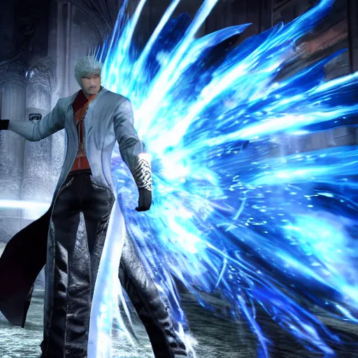 Prompt: Vergil from Devil may cry, DMC series, Devil may cry screenshot